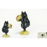 Beswick Rare Beatrix Potter Figure ' The Duchess ' Black Dog - Style One ( Holding Flowers )