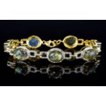 Labradorite Cabochon Line Bracelet, 33cts of labradorite,