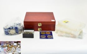 Large Quantity Of Loose Coins, Mostly Low Value Worn Pennies, Some Silver Threepences,