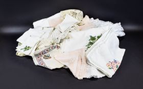 Quantity of Assorted Cotton Linen including table cloths, doilies, serviettes, cushion covers etc