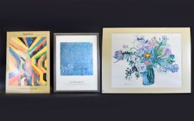 3 Deco Period Prints ' Vase of Flowers ' by Raul Dufy, ' Roses Under Trees ' by Gustav Klimt