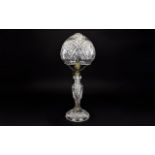 Art Deco Period Cut Glass Table Lamp of Good Form, Stands 19 Inches High. Excellent Condition.