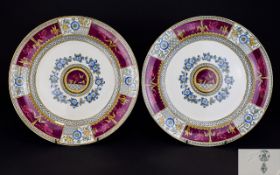 A Pair Of B G & W Late Mayers Victorian Cabinet Plates. 10 inches in diameter.