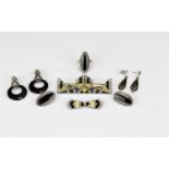 A Collection Of Reproduction Art Deco Jewellery Six items in total to include large enamel statement