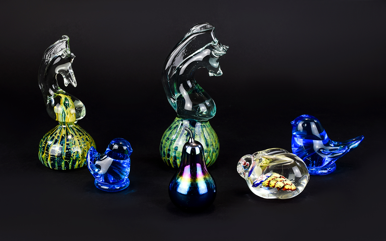 A Collection of Art Studio Glass Items ( 6 ) Six In Total. From the 1970's / 1990's.