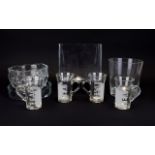 A Collection Of Assorted Glassware. six pieces, comprising of two vases, two bowls and four tea