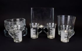 A Collection Of Assorted Glassware. six pieces, comprising of two vases, two bowls and four tea