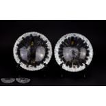 Waterford - Ireland Cut Crystal Fine Pair of Heavy and Deep Cut Crystal Pair of Shallow Dishes,