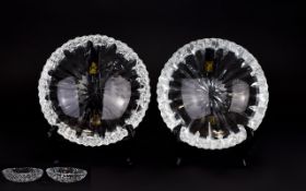 Waterford - Ireland Cut Crystal Fine Pair of Heavy and Deep Cut Crystal Pair of Shallow Dishes,