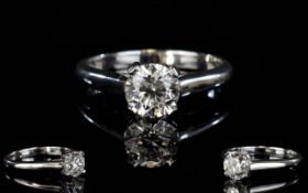 1.20ct Single Stone Diamond Ring, Round Brilliant Cut, Claw Set, 18ct White Gold Shank.