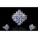 Ladies Silver And AA Tanzanite Dress Ring A statement ring set with 16 Marquise cut AA Tanzanites,