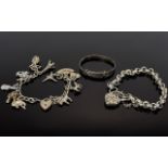 Silver Belcher Design Bracelet, with Good Quality Ornate Padlock.