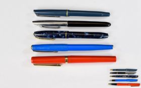 A Good Collection of Vintage Fountain Pens ( 4 ) Four In Total. Comprises 1/ Osmiroid Italic 75 Teal