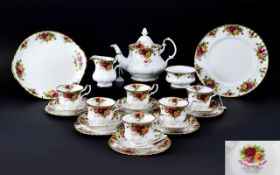 Royal Albert Fine Bone China ( 23 ) Piece Tea Service From The 1970's ' Old Country Rose ' Pattern.