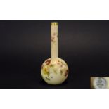 Royal Worcester Blush Ivory Specimen Vase, Decorated with Painted Images of Spring Flowers.