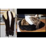 A Collection Of Fur comprising of dark brown mink stole with tails and fully lined.