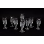 Waterford - Ireland Cut Crystal Fine Set of Eight Wine Glasses ' Lisamore ' Pattern.
