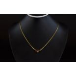 18ct Gold Necklace with 2 Pear Shaped Rubies & 3 Diamonds set on a twist drop with insurance