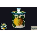 Wemyss Small Lidded Preserve Pot ' Apples and Leaves ' Pattern. Marked to Underside. 4 Inches High.