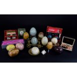 Collection of Assorted Items including marble & granite eggs, coasters,
