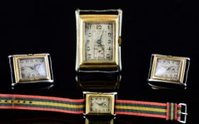 Swiss Made Late 1920's Art Deco Period 18ct Yellow and White Gold Rectangular Shape Mechanical