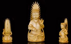 A Hand Carved Ivory Sikhin Buddha Figure.