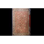 A Large Woven Wool Blend Rug Large rug with cream cotton fringing,