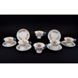 Shelley 1950's Fine Bone China ( 12 ) Piece Tea Service.