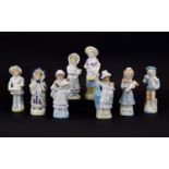 Conta Boehme Mid to Late 19th Century Collection of Hand Painted Children Figures ( 8 ) Eight In