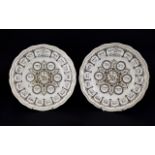 Spode Earthenware Brown Litho Pair Of Passover Plates "The Order Of The Service". Approx 10.