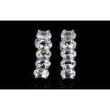 Aquamarine Five Stone Curved Drop Earrings, five oval cut aquamarines to each earring,