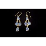 Labradorite Drop Earrings, each earring comprising four oval cut briolette labradorites,
