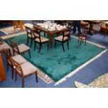 A Large And Impressive Heavyweight Woven Wool Rug Large emerald green rug with bamboo leaf intarsia