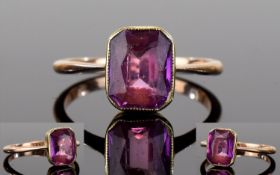 Antique 9ct Gold Set Single Stone Amethyst Dress Ring. Marked 9ct. Est Weight of Amethyst 1.50 cts.