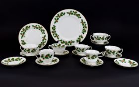 Royal Grafton Noel China Ware, Comprising of 9 Saucers, 6 Cups, 1 Sugar Bowl,