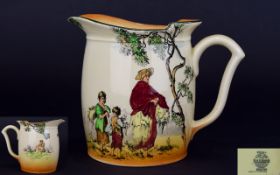 Royal Doulton - Early Series ware Jug ' English Old Scenes ' The Cleaners. D4983. c.1910. Height 5.