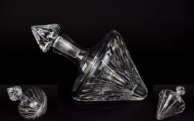 Waterford Marquis Crystal Sideways Ships Decanter. Original label. 12 inches in diameter.