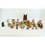 Mixed Lot Of Owl Ornaments, Made From Pottery, Wooden,