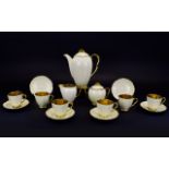 Carlton Ware 1950's Royalle ( 15 ) Piece Coffee Set In Pastel Yellow and Gold Colour way.
