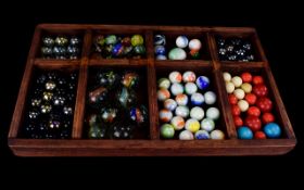 Box of old vintage marbles,