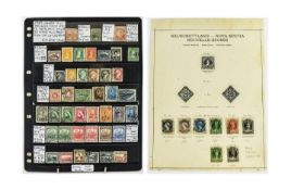 Stamps Canada Plus Provinces Collection 1850 to 1923 mint or used 50 stamps on 2 pages. High cat lot