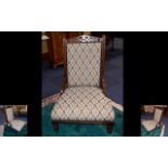 Victorian Period Oak Nursing or Parlour Chair of Large Proportions with Upholstered Seat and Back (