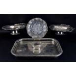 Small Collection of Silver Plated Ware comprising large rectangular tray, two swing handled baskets,