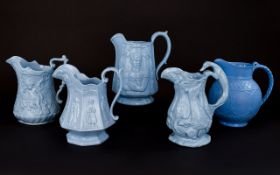 Indian Mutiny (1857-8) Generals Commemorative Blue Moulded Jug showing a relief portrait of Sir