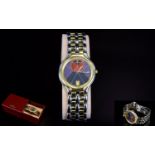 Omega 18ct Gold and Stainless Steel Unisex Quartz Wrist Watch. c.1987 - 1989, with Black Dial,
