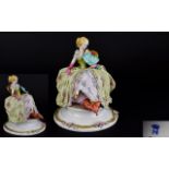 Capodimonte Hand Painted Figure ' Young Noble Lady ' Seated on Throne Like Chair,