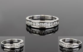Ladies 9ct White Gold Channel Set Diamond Ring. Fully Hallmarked for 9ct Gold.
