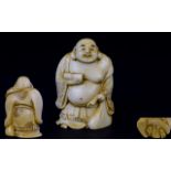 Japanese - Meiji Period 1864 - 1912 Signed and Excellent Quality Small Carved Ivory Figure of '