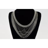 A Vintage Style Cut Steel Bead Choker Art deco style choker comprising five rows of cut steel