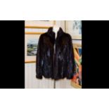 Ladies Black Short Mink Jacket with slit pockets and Raglan Sleeves.